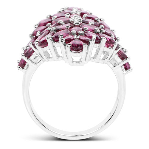 Bids.com 7.52 Carat Genuine Rhodolite .925 Sterling Silver Ring Rings White Smoke size 7.00,size 9.00,size 6.00,size 8.00,size 10.00,size 5.00