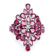 Bids.com 7.52 Carat Genuine Rhodolite .925 Sterling Silver Ring Rings White Smoke size 7.00,size 9.00,size 6.00,size 8.00,size 10.00,size 5.00