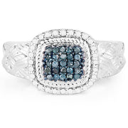 Bids.com 0.28 Carat Genuine Blue Diamond and White Diamond .925 Sterling Silver Ring Rings White Smoke size 6.00,size 7.00,size 8.00,size 9.00,size 5.00