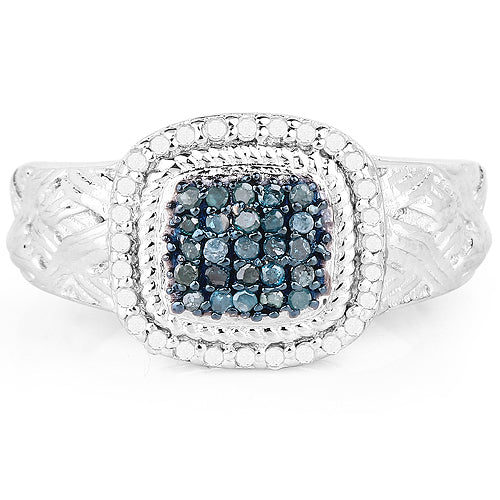 Bids.com 0.28 Carat Genuine Blue Diamond and White Diamond .925 Sterling Silver Ring Rings White Smoke size 6.00,size 7.00,size 8.00,size 9.00,size 5.00