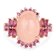 Bids.com 14K Rose Gold Plated 9.13 Carat Genuine Morganite and Rhodolite .925 Sterling Silver Ring Rings White Smoke size 6.00,size 7.00,size 8.00,size 9.00