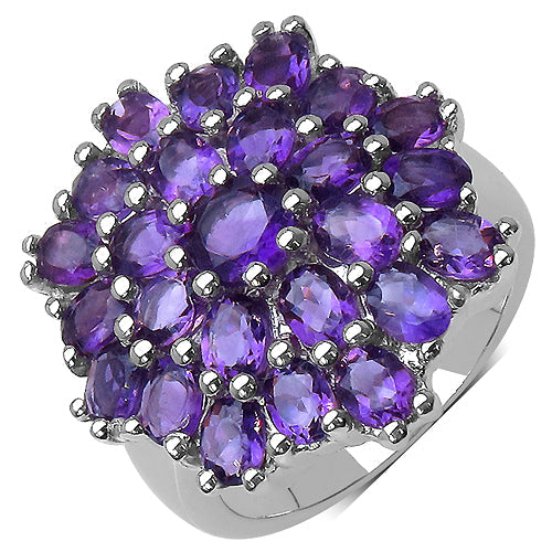 Bids.com 5.30 Carat Genuine Amethyst .925 Sterling Silver Ring Rings White Smoke size 6.00,size 7.00,size 8.00,size 9.00,size 10.00