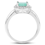 Bids.com 1.73 Carat Genuine Emerald & White Topaz .925 Sterling Silver Ring Rings White Smoke size 5.00,size 6.00,size 7.00,size 8.00,size 9.00