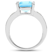 Bids.com 5.75 Carat Genuine Swiss Blue Topaz and White Topaz .925 Sterling Silver Ring Rings White Smoke size 6.00,size 7.00,size 8.00,size 9.00