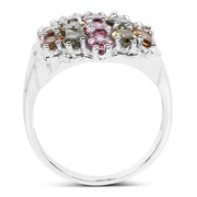Bids.com 5.89 Carat Genuine Multi Tourmaline .925 Sterling Silver Ring Rings White Smoke size 6.00,size 7.00,size 8.00,size 5.00,size 9.00,size 11.00
