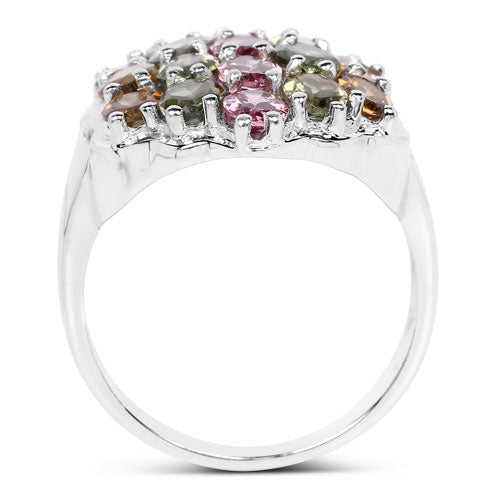 Bids.com 5.89 Carat Genuine Multi Tourmaline .925 Sterling Silver Ring Rings White Smoke size 6.00,size 7.00,size 8.00,size 5.00,size 9.00,size 11.00