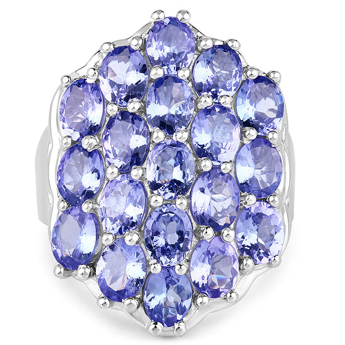 Bids.com 6.27 Carat Genuine Tanzanite .925 Sterling Silver Ring Rings White Smoke size 8.00,size 9.00,size 5.00,size 6.00,size 7.00,size 10.00,size 11.00