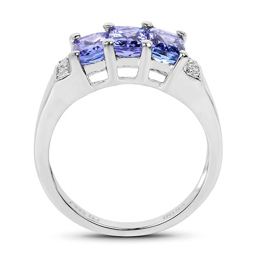 Bids.com 1.63 Carat Genuine Tanzanite & White Diamond .925 Sterling Silver Ring Rings White Smoke size 5.00,size 6.00,size 8.00,size 7.00,size 9.00,size 10.00