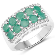 Bids.com 1.85 Carat Genuine Emerald and White Topaz .925 Sterling Silver Ring Rings White Smoke size 6.00,size 7.00,size 8.00,size 9.00