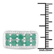 Bids.com 1.85 Carat Genuine Emerald and White Topaz .925 Sterling Silver Ring Rings White Smoke size 6.00,size 7.00,size 8.00,size 9.00