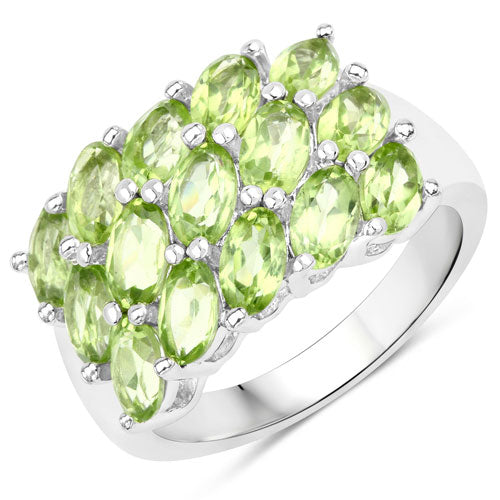 Bids.com 3.45 Carat Genuine Peridot .925 Sterling Silver Ring Rings White Smoke size 7.00,size 6.00,size 8.00,size 5.00,size 9.00