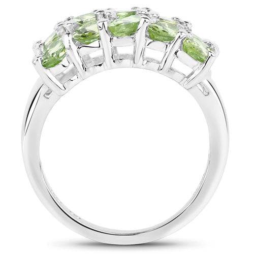 Bids.com 3.45 Carat Genuine Peridot .925 Sterling Silver Ring Rings White Smoke size 7.00,size 6.00,size 8.00,size 5.00,size 9.00