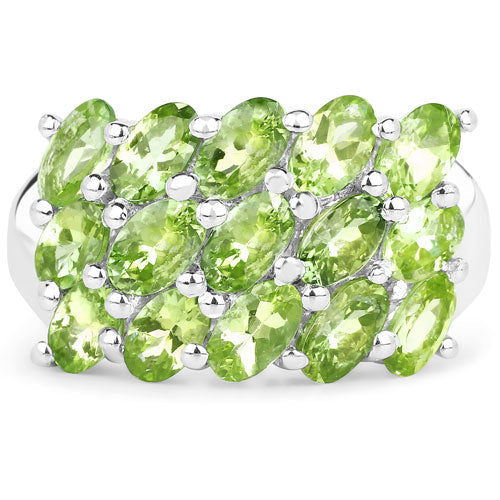 Bids.com 3.45 Carat Genuine Peridot .925 Sterling Silver Ring Rings White Smoke size 7.00,size 6.00,size 8.00,size 5.00,size 9.00