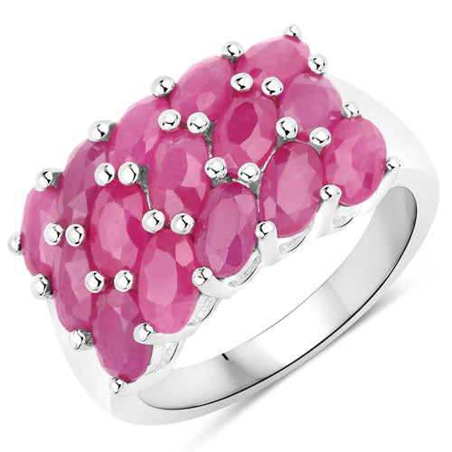 Bids.com 4.05 Carat Genuine Ruby .925 Sterling Silver Ring Rings White Smoke size 6.00,size 7.00,size 8.00,size 5.00,size 9.00