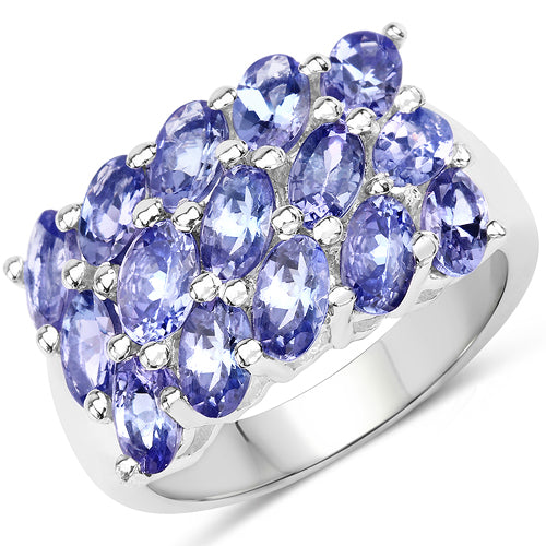 Bids.com 3.75 Carat Genuine Tanzanite .925 Sterling Silver Ring Rings White Smoke size 6.00,size 8.00,size 7.75,size 7.00,size 9.00,size 5.00,size 10.00