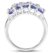 Bids.com 3.75 Carat Genuine Tanzanite .925 Sterling Silver Ring Rings White Smoke size 6.00,size 8.00,size 7.75,size 7.00,size 9.00,size 5.00,size 10.00