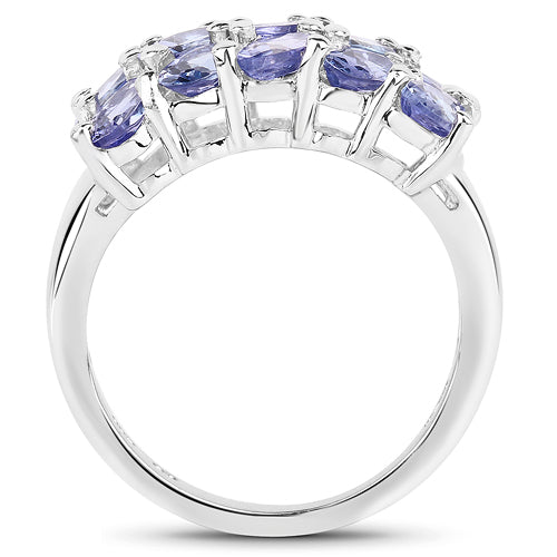 Bids.com 3.75 Carat Genuine Tanzanite .925 Sterling Silver Ring Rings White Smoke size 6.00,size 8.00,size 7.75,size 7.00,size 9.00,size 5.00,size 10.00