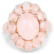 Bids.com 14K Rose Gold Plated 6.76 Carat Genuine Morganite .925 Sterling Silver Ring Rings White Smoke size 6.00,size 8.00,size 7.00,size 9.00
