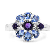 Bids.com 1.25 Carat Genuine Tanzanite, Amethyst & White Topaz .925 Sterling Silver Ring Rings White Smoke size 6.00,size 7.00,size 8.00,size 8.50,size 5.00,size 5.50,size 6.50,size 7.50,size 9.00,size 10.00,size 10.50
