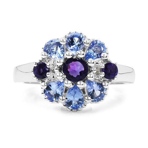 Bids.com 1.25 Carat Genuine Tanzanite, Amethyst & White Topaz .925 Sterling Silver Ring Rings White Smoke size 6.00,size 7.00,size 8.00,size 8.50,size 5.00,size 5.50,size 6.50,size 7.50,size 9.00,size 10.00,size 10.50