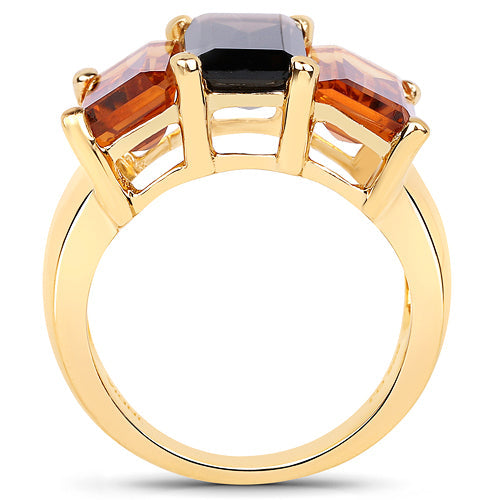 Bids.com 14K Yellow Gold Plated 8.14 Carat Genuine Smoky Quartz, Citrine and Champagne Quartz .925 Sterling Silver Ring Rings White Smoke size 6.00,size 7.00,size 9.00,size 8.00,size 5.00,size 10.00