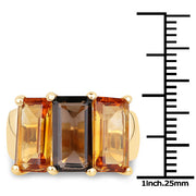 Bids.com 14K Yellow Gold Plated 8.14 Carat Genuine Smoky Quartz, Citrine and Champagne Quartz .925 Sterling Silver Ring Rings White Smoke size 6.00,size 7.00,size 9.00,size 8.00,size 5.00,size 10.00