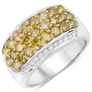 Bids.com 1.91 Carat Genuine Yellow Diamond and White Diamond .925 Sterling Silver Ring Rings White Smoke size 5.00,size 6.00,size 7.00,size 8.00,size 9.00