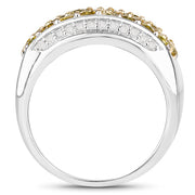 Bids.com 1.91 Carat Genuine Yellow Diamond and White Diamond .925 Sterling Silver Ring Rings White Smoke size 5.00,size 6.00,size 7.00,size 8.00,size 9.00