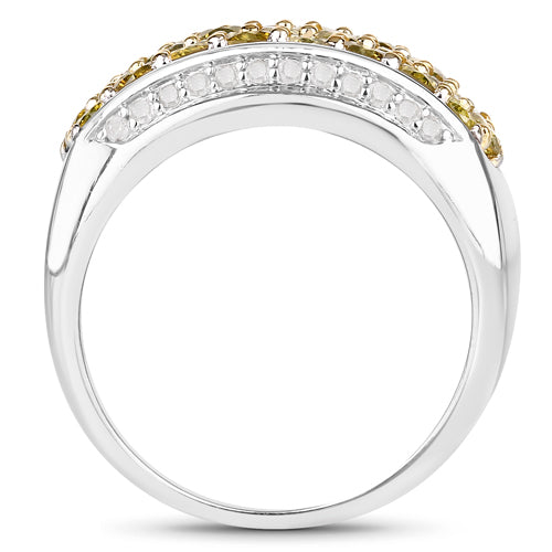 Bids.com 1.91 Carat Genuine Yellow Diamond and White Diamond .925 Sterling Silver Ring Rings White Smoke size 5.00,size 6.00,size 7.00,size 8.00,size 9.00