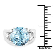 Bids.com 7.21 Carat Genuine Blue Topaz and White Cubic Zirconia .925 Sterling Silver Ring Rings White Smoke size 5.00,size 6.00,size 6.50,size 7.00,size 10.00,size 11.00,size 7.50,size 8.00,size 9.00