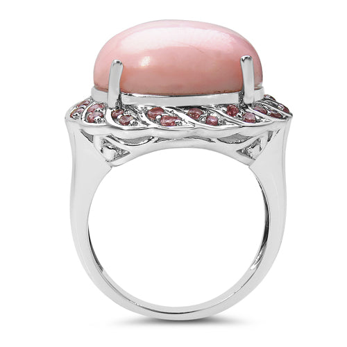 Bids.com 14.59 Carat Genuine Opal & Tourmaline .925 Sterling Silver Ring Rings White Smoke size 7.00,size 6.00,size 8.00,size 9.00