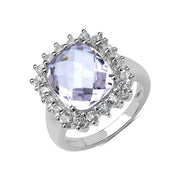 Bids.com 5.55 Carat Genuine Pink Amethyst and White Topaz .925 Sterling Silver Ring Rings White Smoke size 6.00,size 7.00,size 8.00,size 9.00,size 5.00