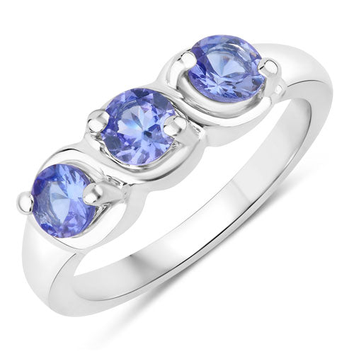 Bids.com 1.05 Carat Genuine Tanzanite .925 Sterling Silver Ring Rings White Smoke size 6.00,size 7.00,size 8.00,size 9.00,size 5.00