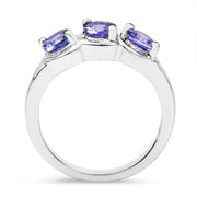 Bids.com 1.05 Carat Genuine Tanzanite .925 Sterling Silver Ring Rings White Smoke size 6.00,size 7.00,size 8.00,size 9.00,size 5.00
