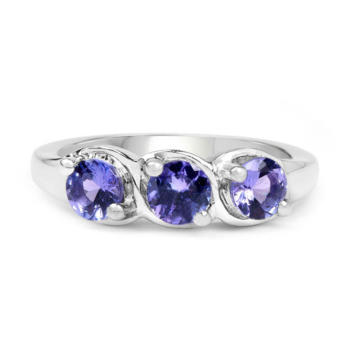 Bids.com 1.05 Carat Genuine Tanzanite .925 Sterling Silver Ring Rings White Smoke size 6.00,size 7.00,size 8.00,size 9.00,size 5.00