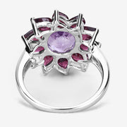 Bids.com 5.65 Carat Genuine Amethyst and Rhodolite .925 Sterling Silver Ring Rings Lavender size 7.00,size 8.00,size 6.00,size 9.00,size 5.00,size 10.00