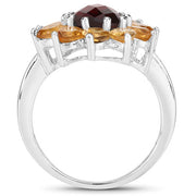 Bids.com 5.50 Carat Genuine Garnet and Citrine .925 Sterling Silver Ring Rings White Smoke size 9.00,size 5.00,size 6.00,size 7.00,size 8.00