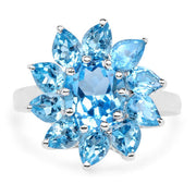 Bids.com 6.35 Carat Genuine Swiss Blue Topaz .925 Sterling Silver Ring Rings White Smoke size 6.00,size 7.00,size 8.00,size 9.00,size 5.00,size 10.00