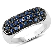 Bids.com 0.99 Carat Genuine Blue Sapphire .925 Sterling Silver Ring Rings White Smoke size 6.00,size 7.00,size 8.00,size 9.00,size 5.00