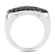 Bids.com 0.99 Carat Genuine Blue Sapphire .925 Sterling Silver Ring Rings White Smoke size 6.00,size 7.00,size 8.00,size 9.00,size 5.00