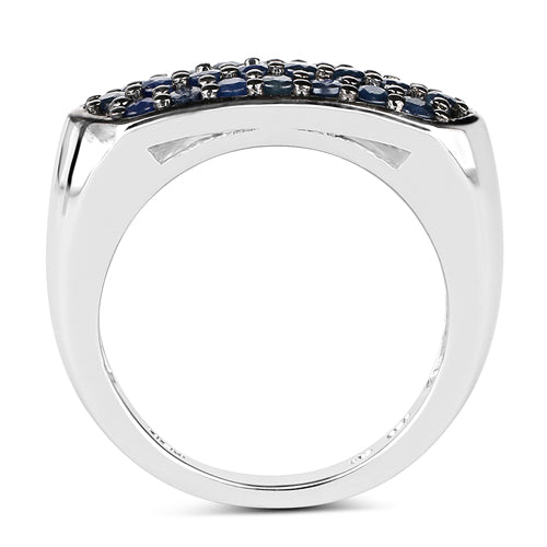 Bids.com 0.99 Carat Genuine Blue Sapphire .925 Sterling Silver Ring Rings White Smoke size 6.00,size 7.00,size 8.00,size 9.00,size 5.00