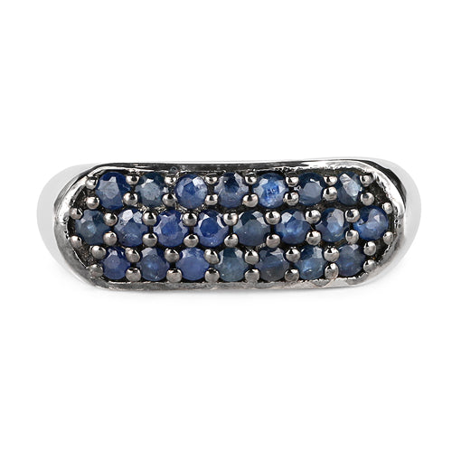 Bids.com 0.99 Carat Genuine Blue Sapphire .925 Sterling Silver Ring Rings White Smoke size 6.00,size 7.00,size 8.00,size 9.00,size 5.00