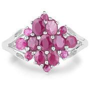 Bids.com 2.10 Carat Genuine Ruby .925 Sterling Silver Ring Rings White Smoke size 6.00,size 9.00,size 10.00,size 7.00,size 8.00
