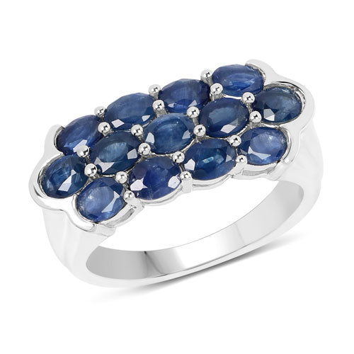 Bids.com 2.60 Carat Genuine Blue Sapphire .925 Sterling Silver Ring Rings White Smoke size 8.00,size 10.00,size 6.00,size 7.00,size 9.00,size 5.00,size 11.50