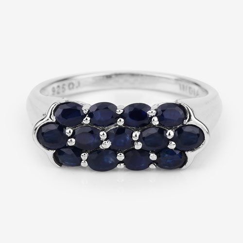 Bids.com 2.60 Carat Genuine Blue Sapphire .925 Sterling Silver Ring Rings Light Gray size 8.00,size 10.00,size 6.00,size 7.00,size 9.00,size 5.00,size 11.50