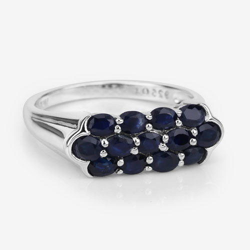 Bids.com 2.60 Carat Genuine Blue Sapphire .925 Sterling Silver Ring Rings Light Gray size 8.00,size 10.00,size 6.00,size 7.00,size 9.00,size 5.00,size 11.50