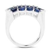 Bids.com 2.60 Carat Genuine Blue Sapphire .925 Sterling Silver Ring Rings White Smoke size 8.00,size 10.00,size 6.00,size 7.00,size 9.00,size 5.00,size 11.50