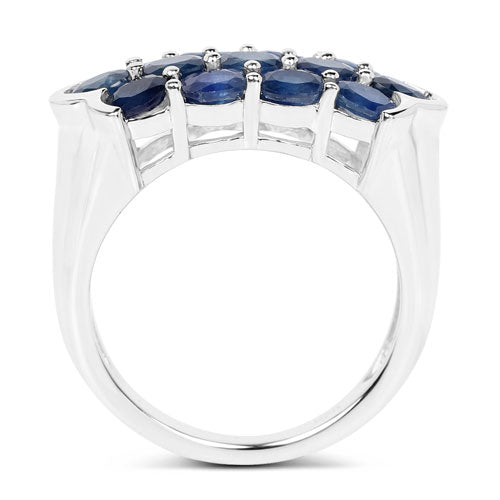 Bids.com 2.60 Carat Genuine Blue Sapphire .925 Sterling Silver Ring Rings White Smoke size 8.00,size 10.00,size 6.00,size 7.00,size 9.00,size 5.00,size 11.50