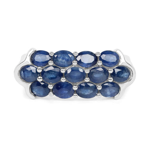 Bids.com 2.60 Carat Genuine Blue Sapphire .925 Sterling Silver Ring Rings White Smoke size 8.00,size 10.00,size 6.00,size 7.00,size 9.00,size 5.00,size 11.50