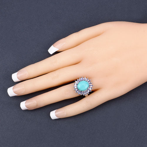 Bids.com 6.10 Carat Genuine Larimar and Tanzanite .925 Sterling Silver Ring Rings Dark Slate Gray size 5.00,size 6.00,size 7.00,size 8.00,size 9.00
